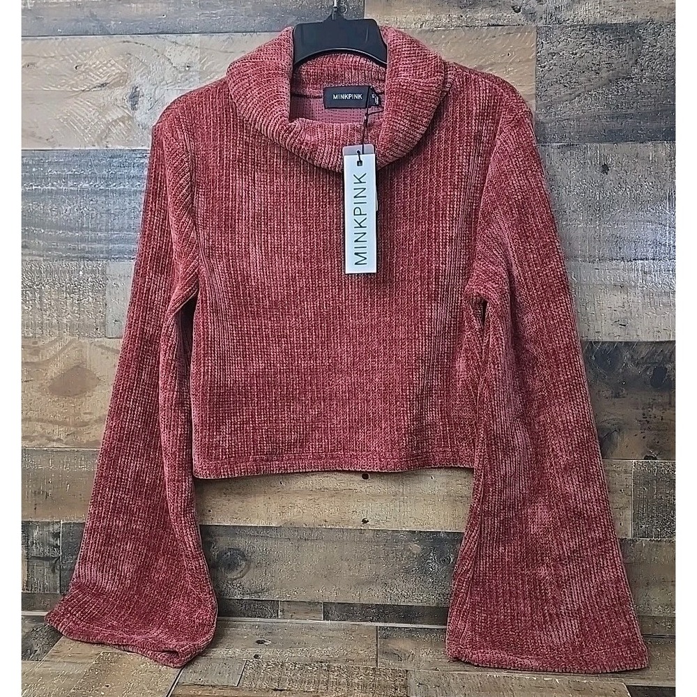 NWT Women Cowl Neck Sweater Size XS Crop Top Boho Festival Gift Cozycore Retro